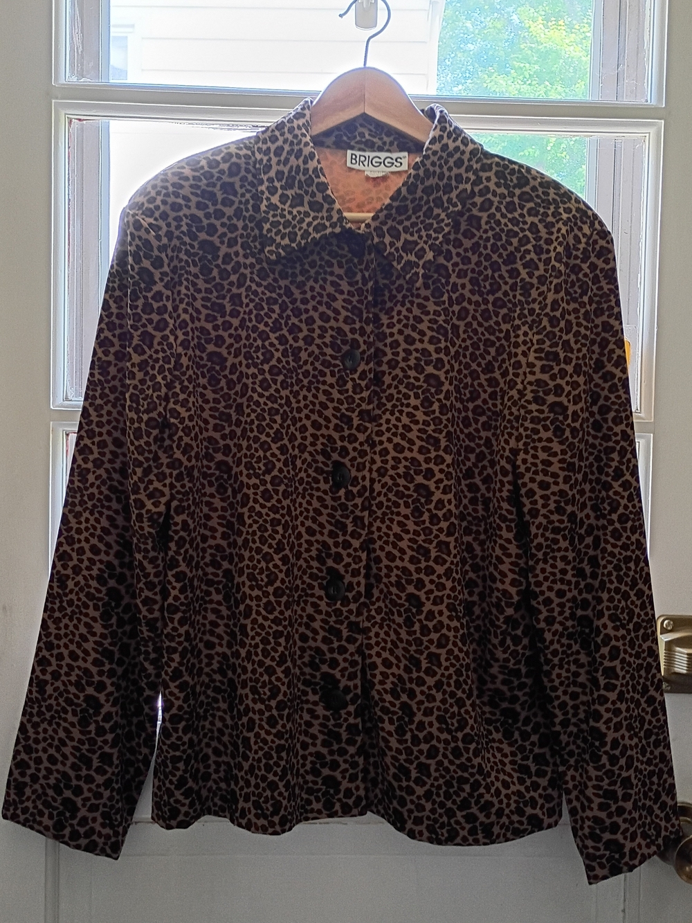 Vintage Briggs Leopard print blazer jacket Women's Size Large Boxy Shoulder Pads